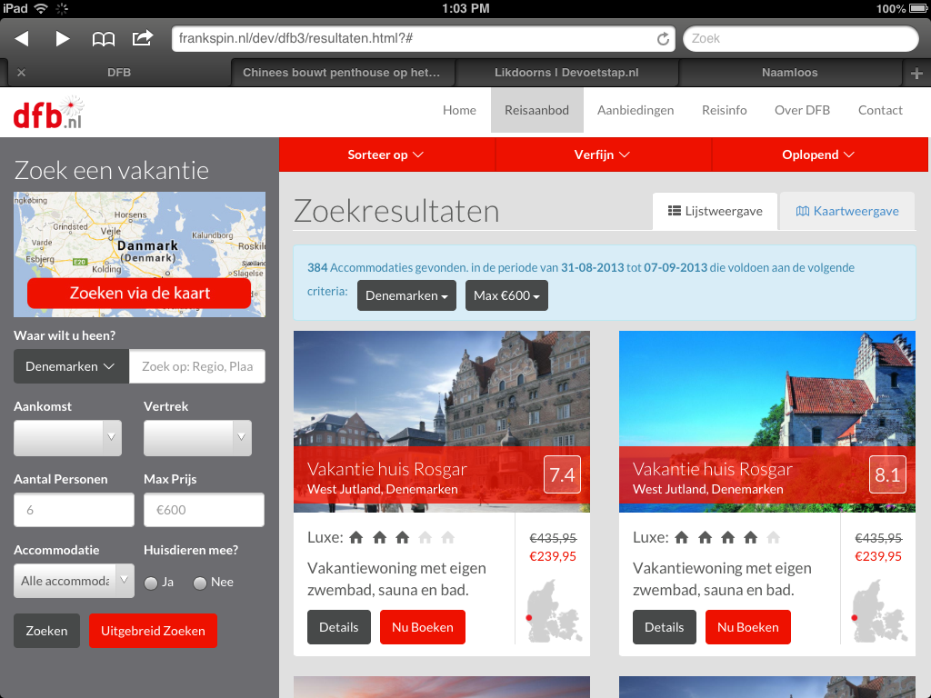 Screenshot of the DFB website