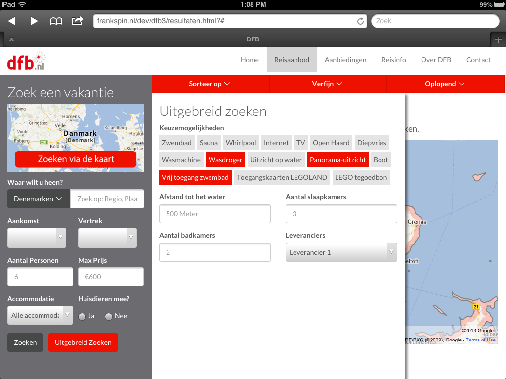 Interface screenshot of DFB