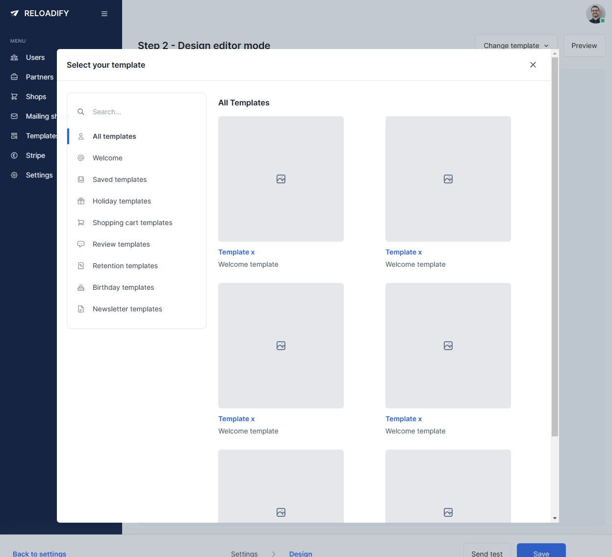 Screenshot of the Reloadify App website