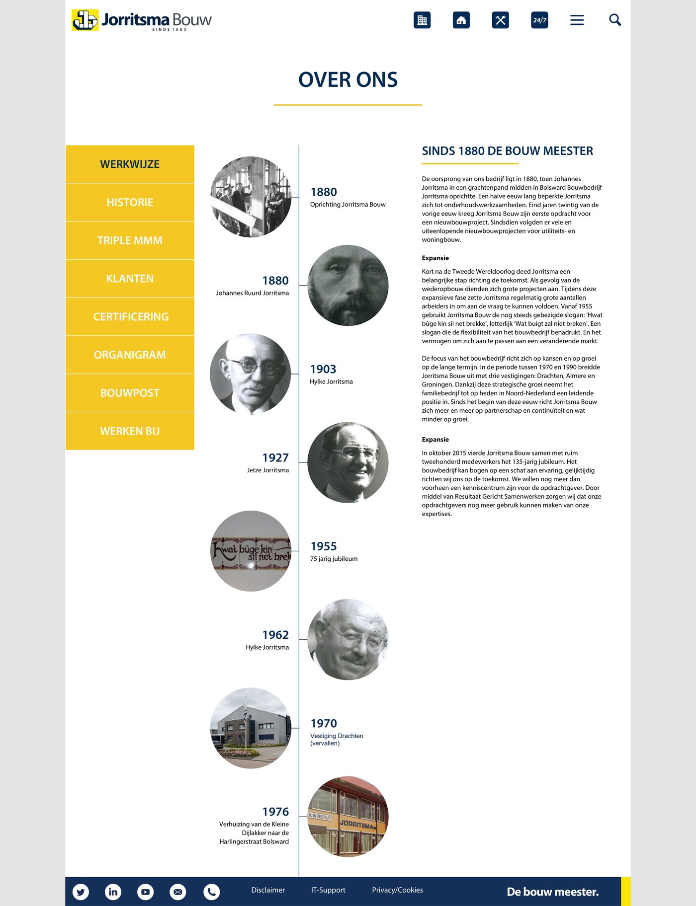 Mobile view of the Jorritsma bouw website