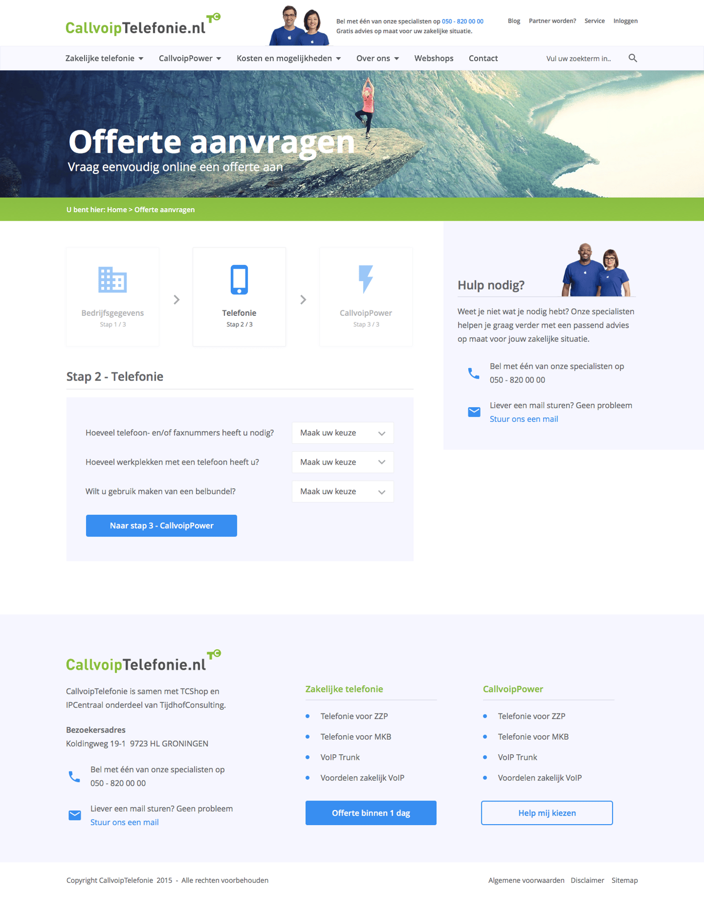 Responsive mobile view of CallVoip telefonie