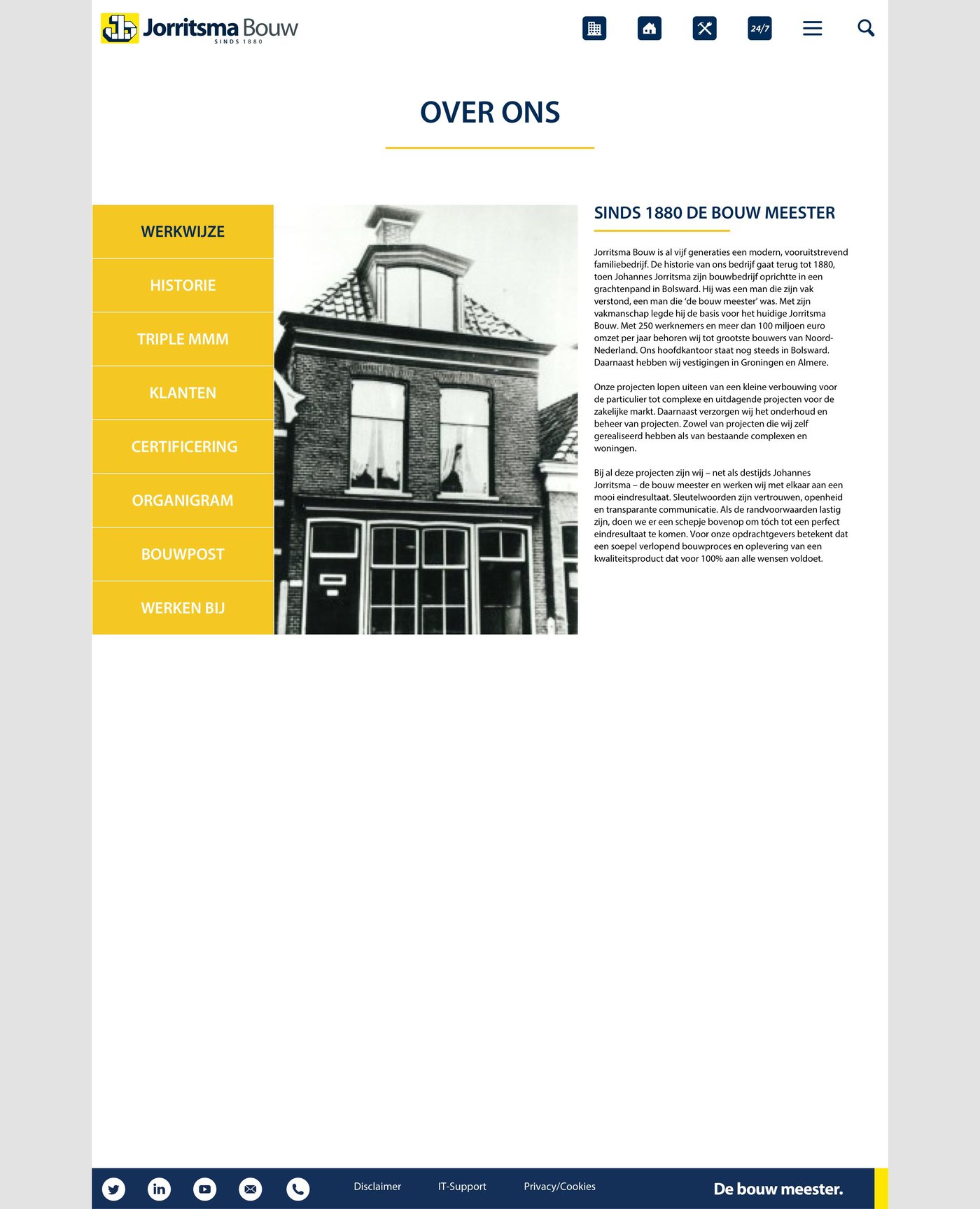Responsive mobile view of Jorritsma bouw