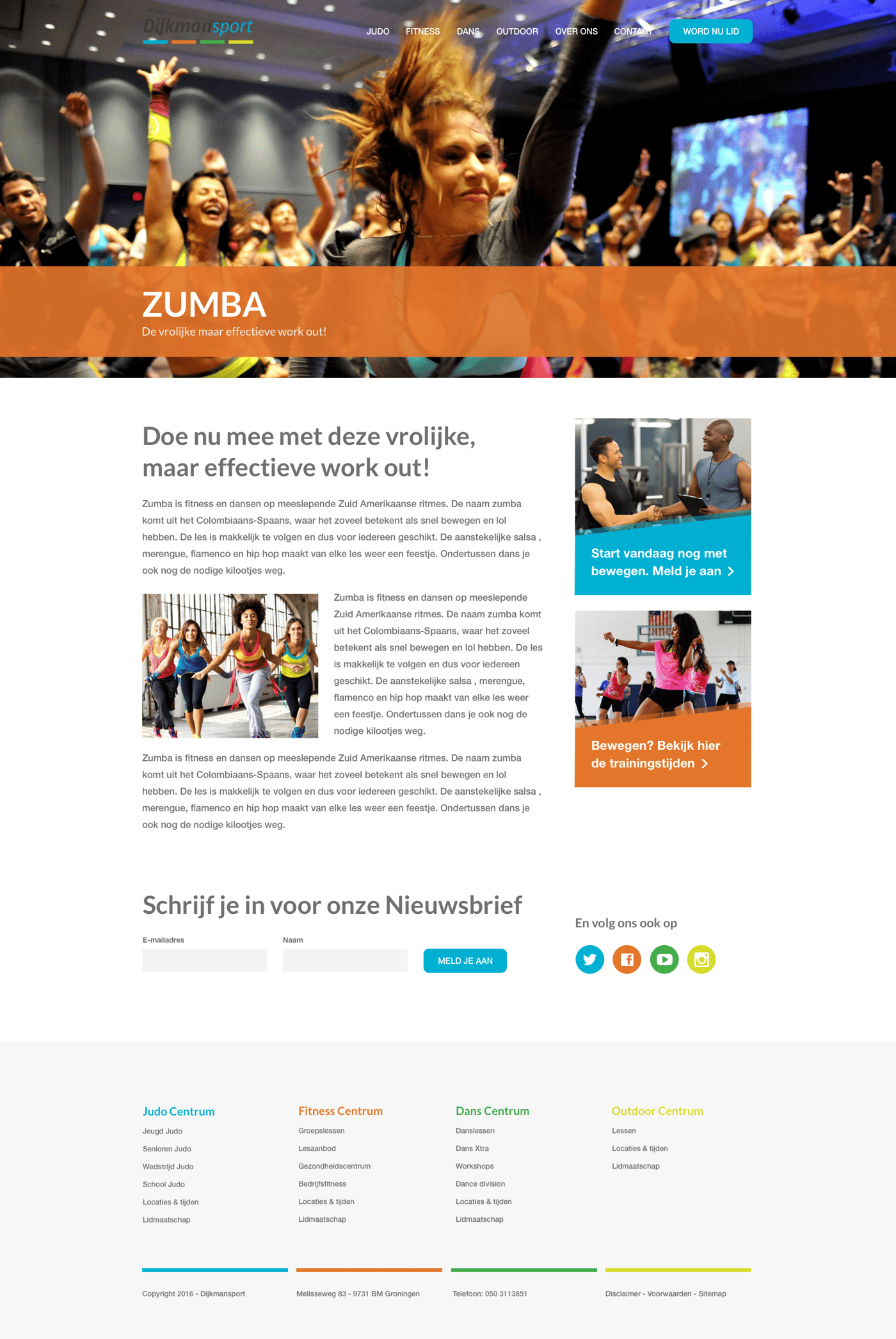 Extended page view of the Dijkmansport site