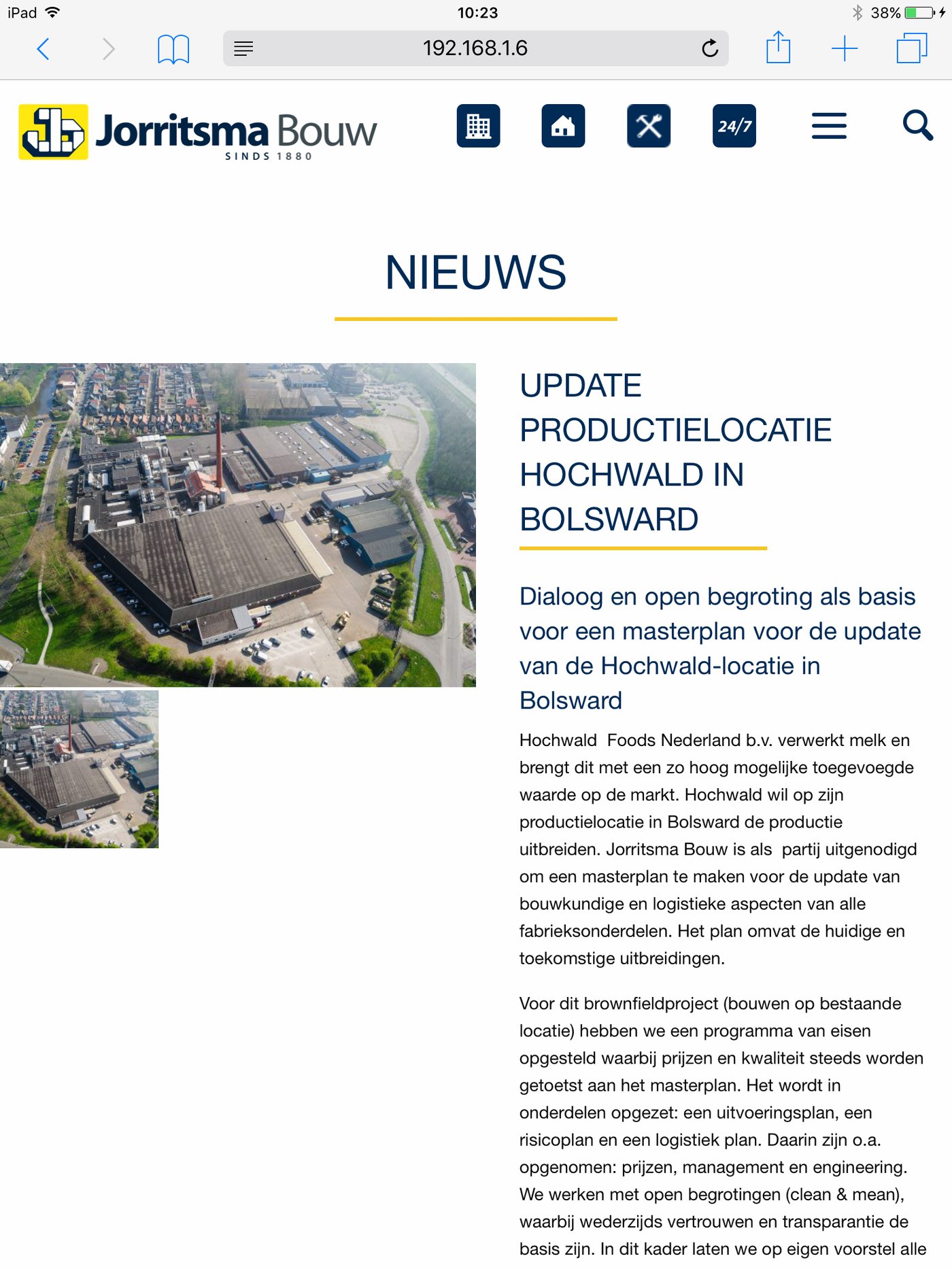 Portrait layout of Jorritsma bouw