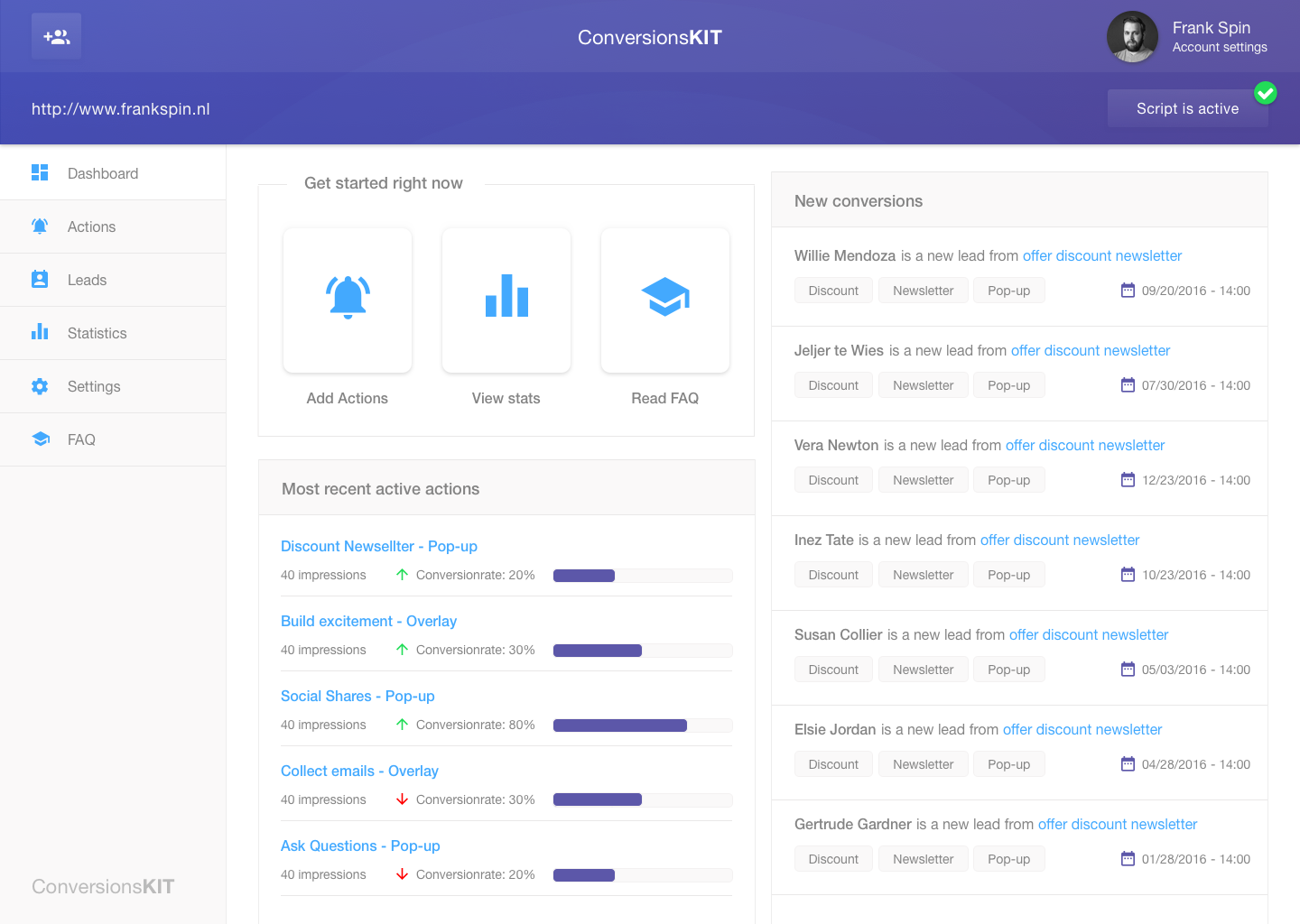 Screenshot of the ConversionKit website
