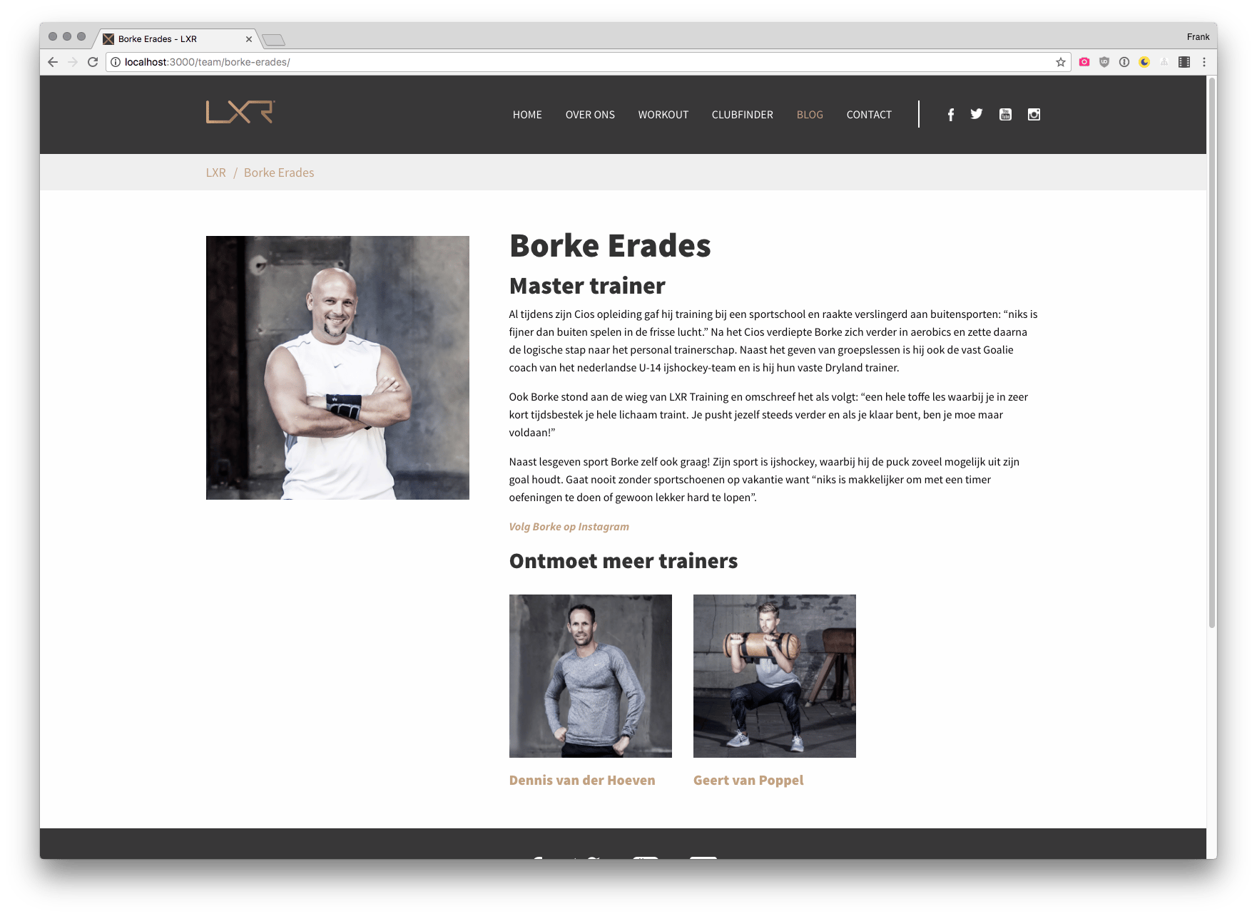 Screenshot of the LXR website