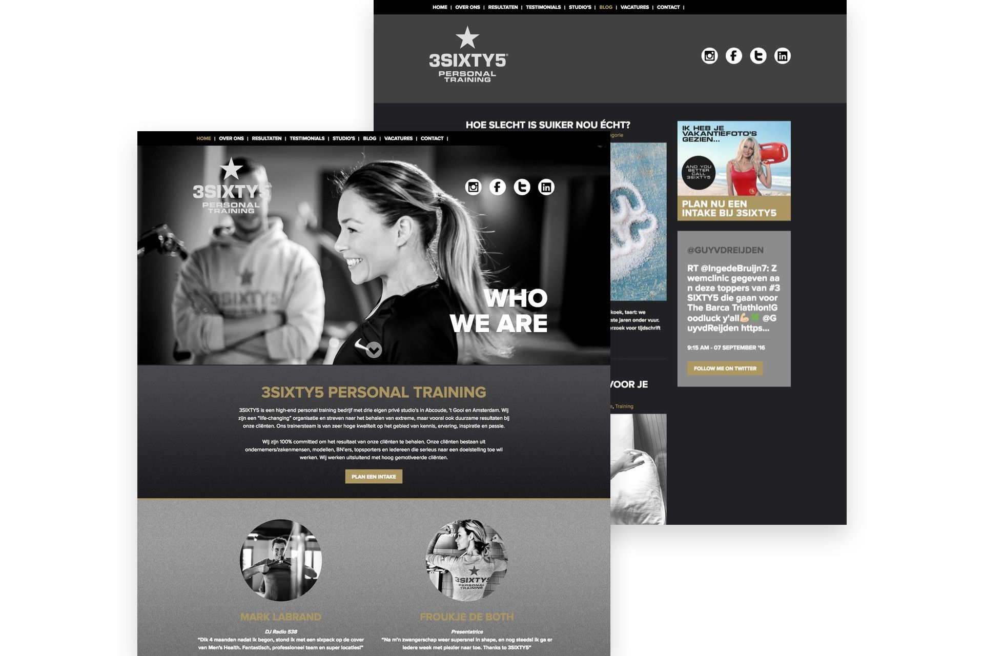 Interface screenshot of 3SIXTY5 Personal Training