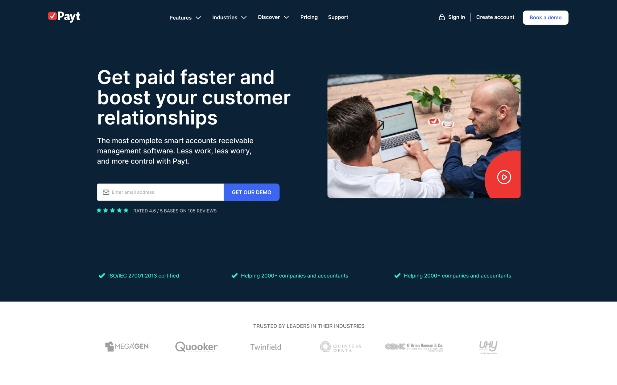 Desktop view of the Payt Software website