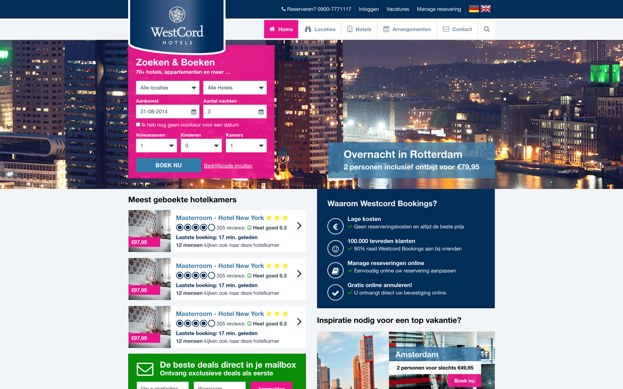 Desktop view of the Westcord website