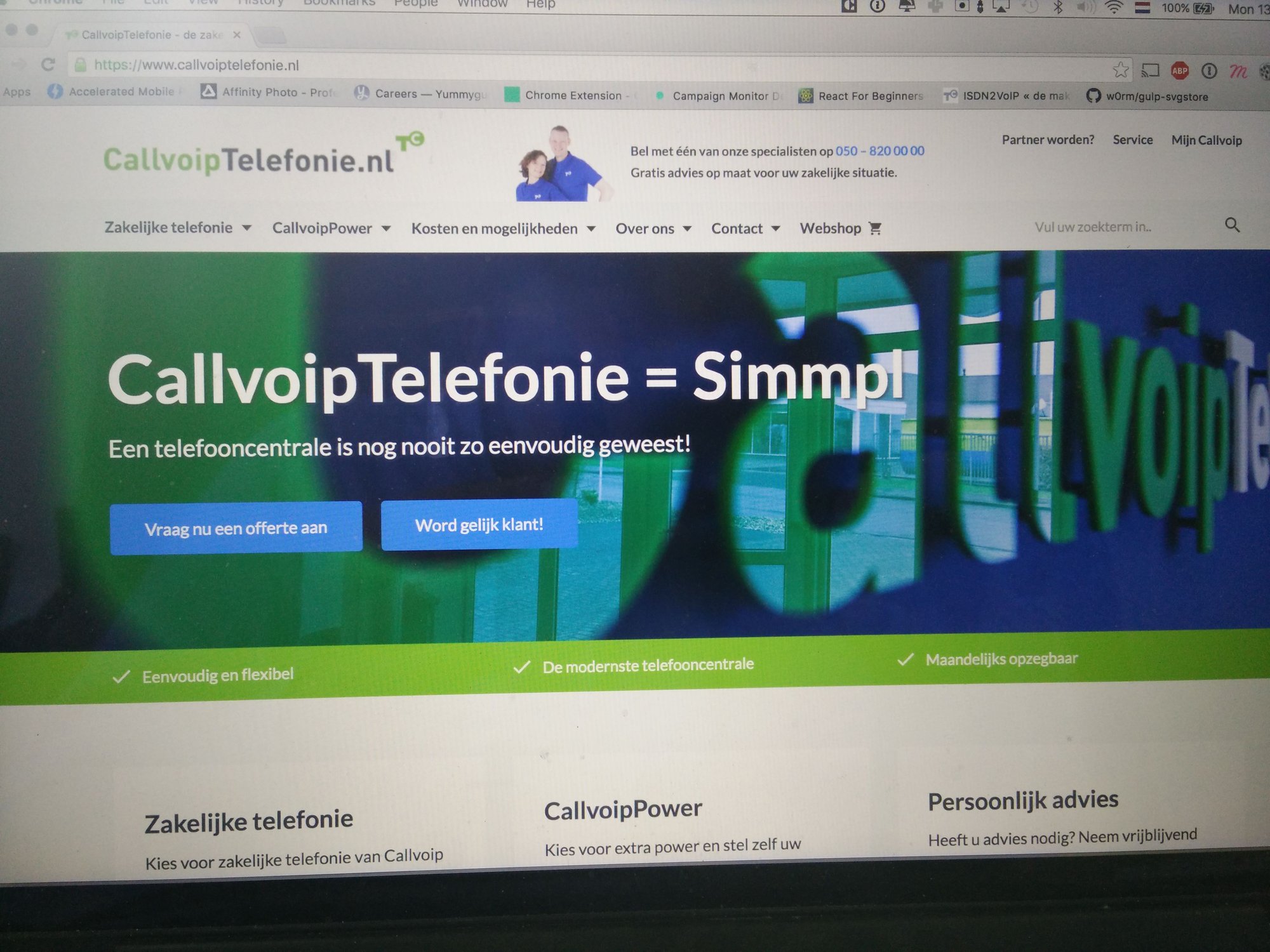 UI-detail van het CallVoip telefonie project