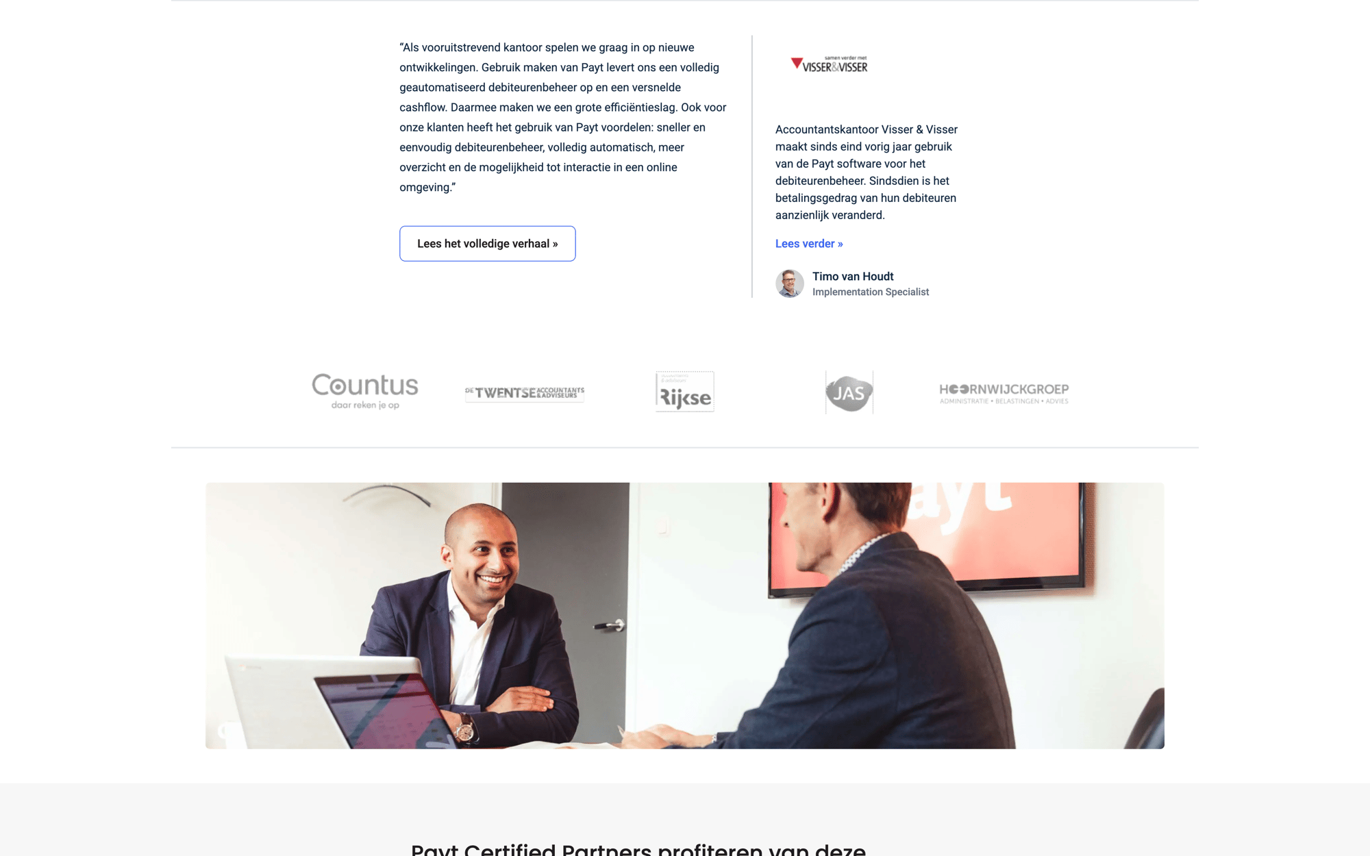 Testimonial section - Payt