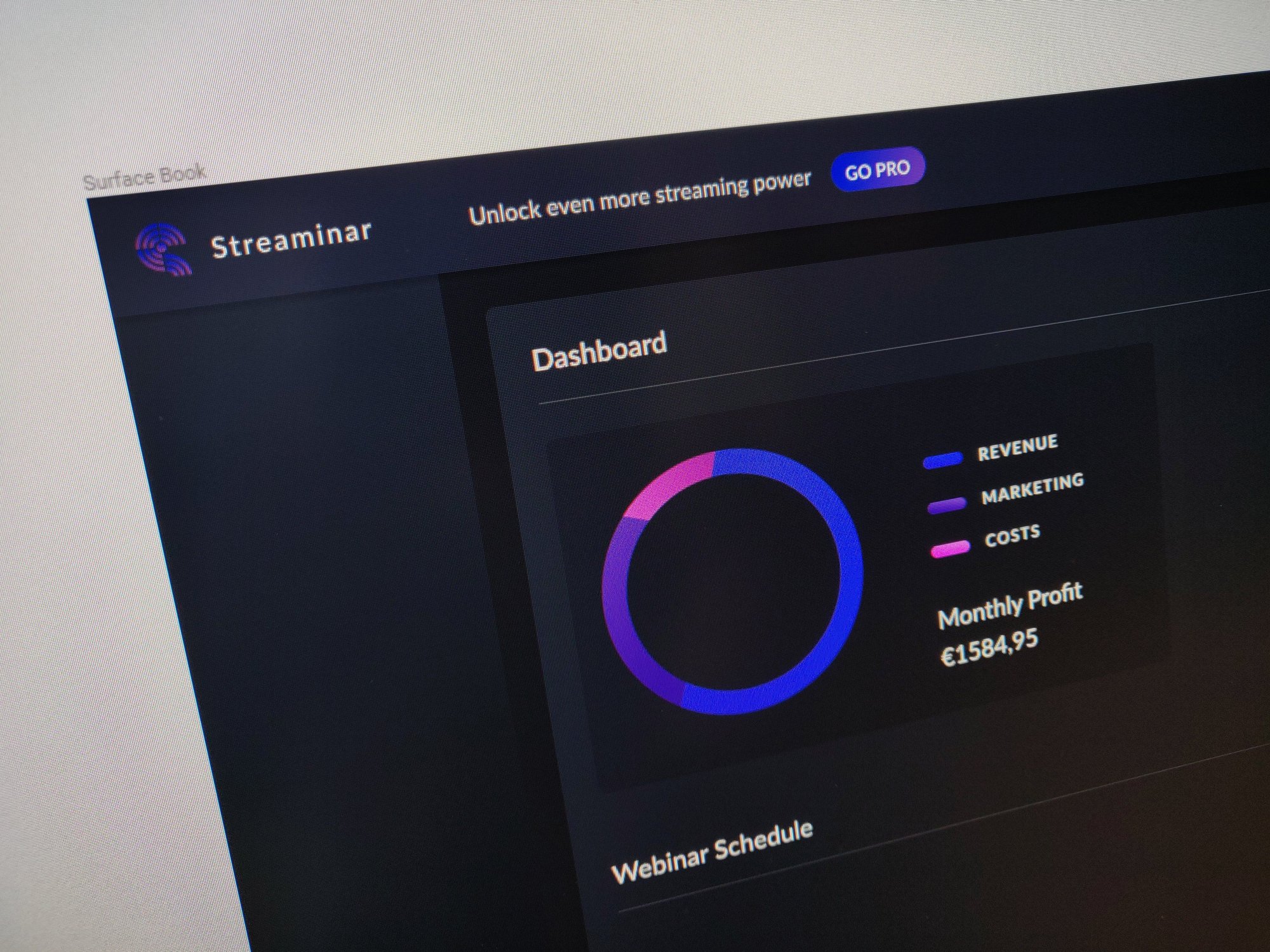 Interface screenshot of Streaminar