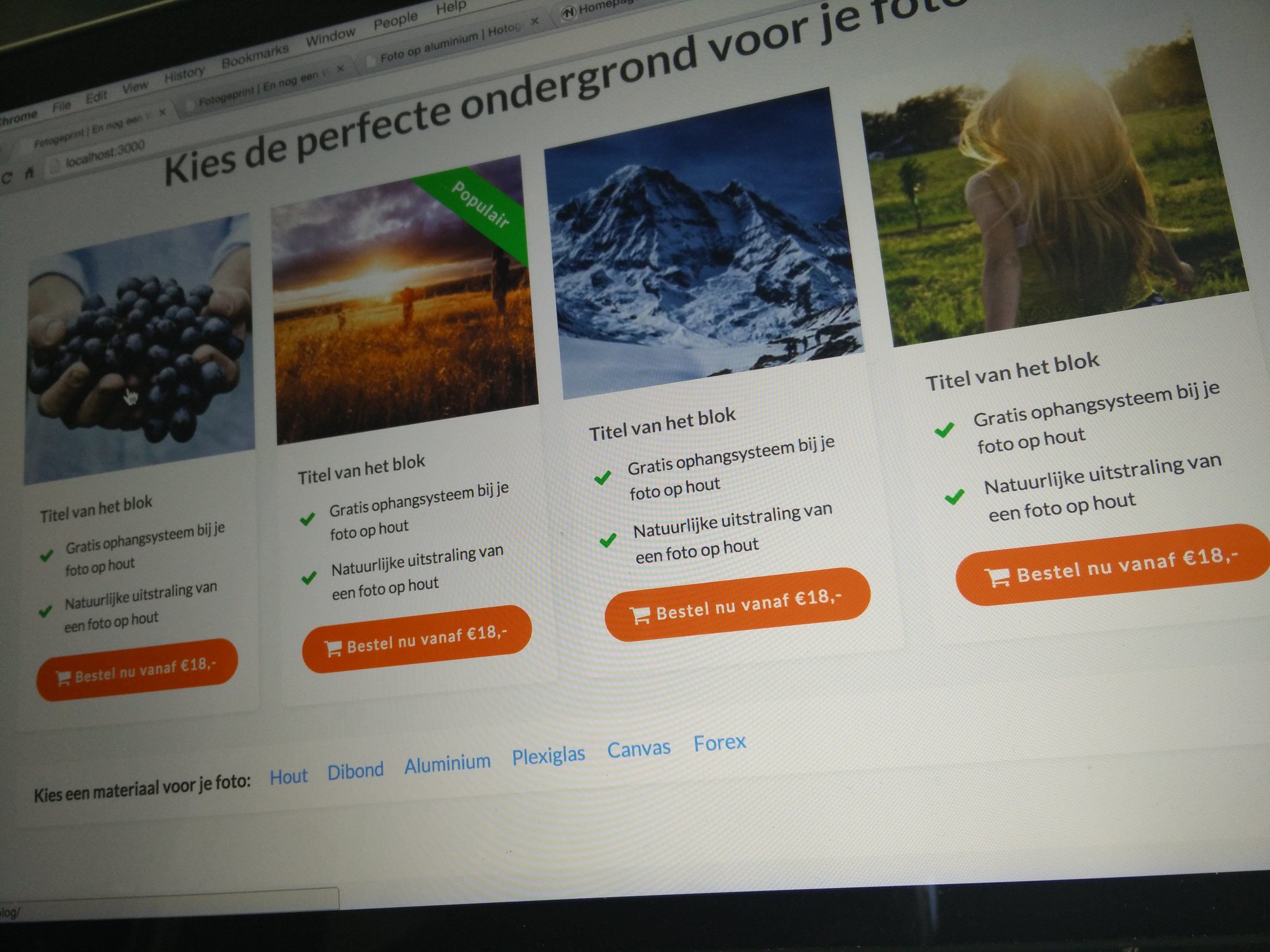 Interface screenshot of Fotogeprint