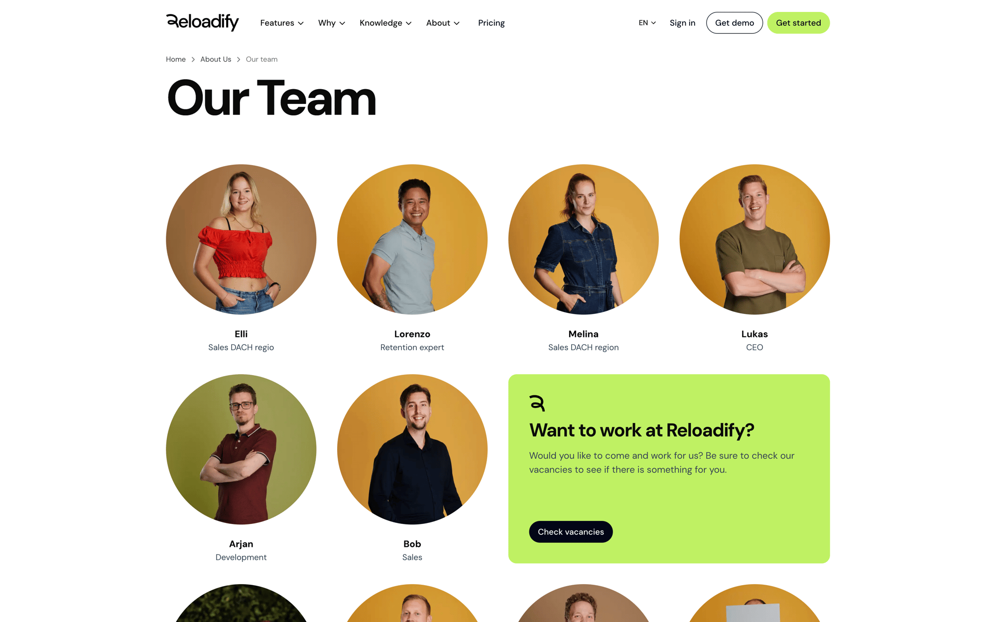 Team page - Reloadify