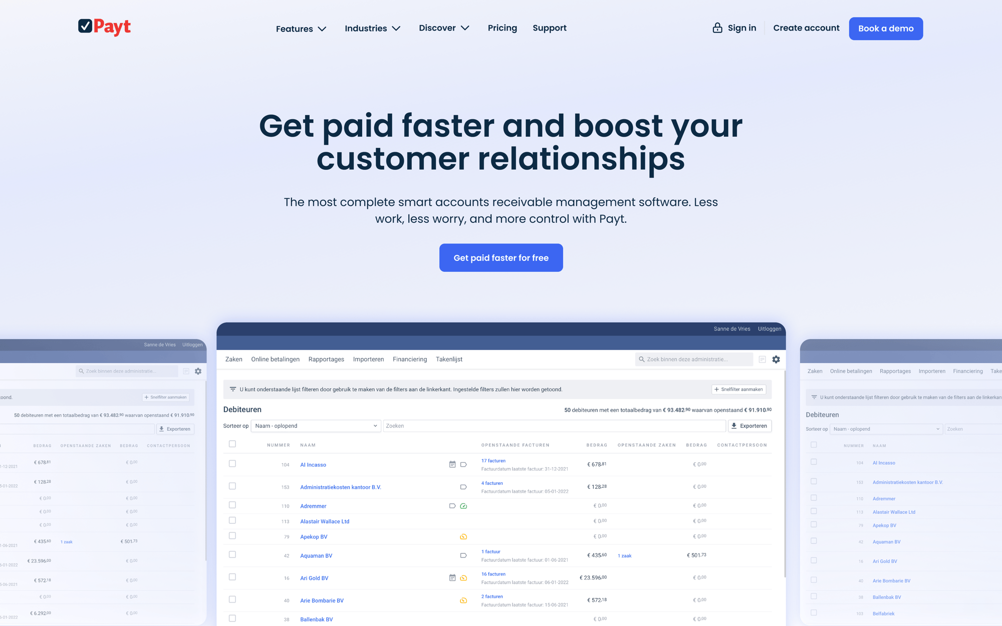 Desktop layout for Payt Software
