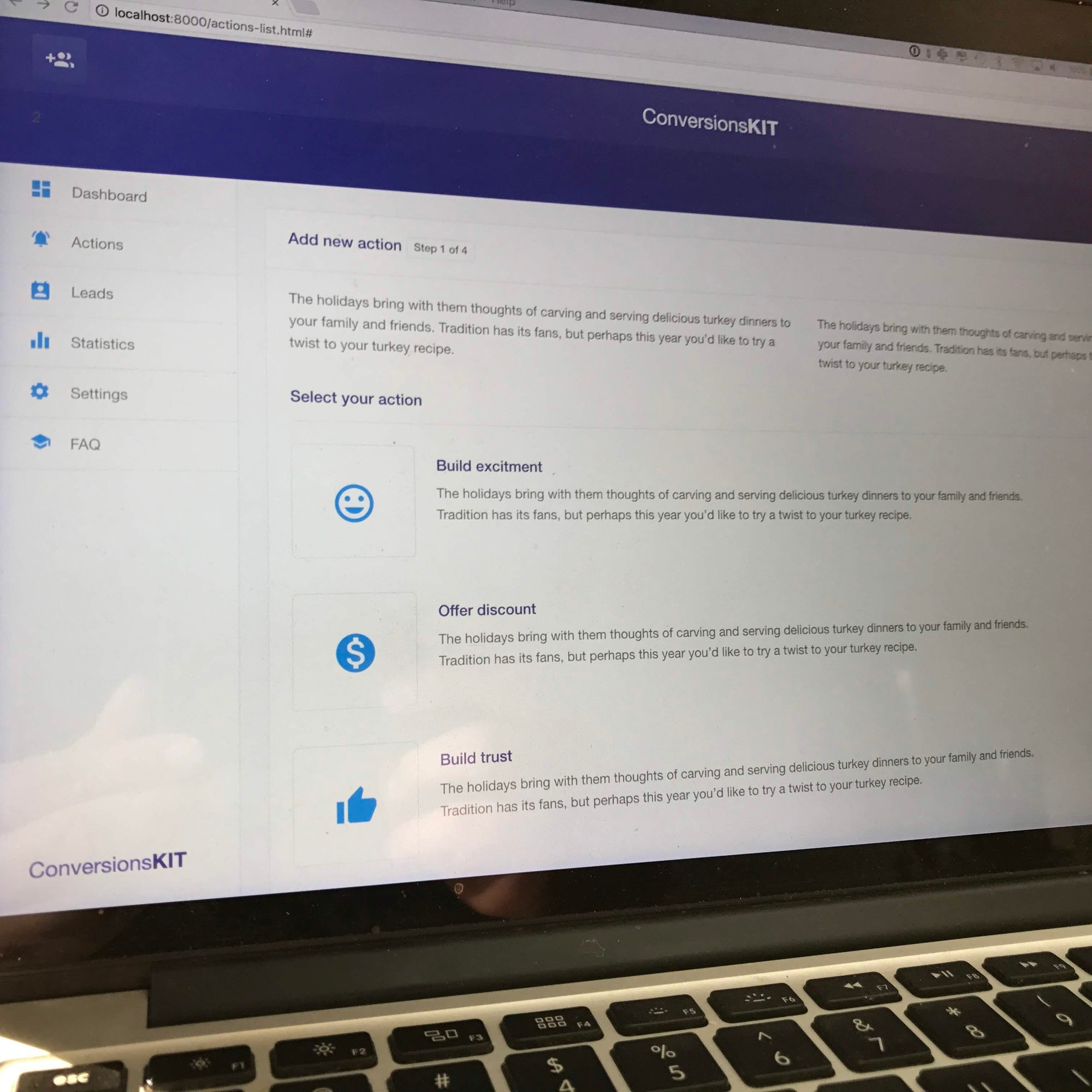 Screen capture from ConversionKit