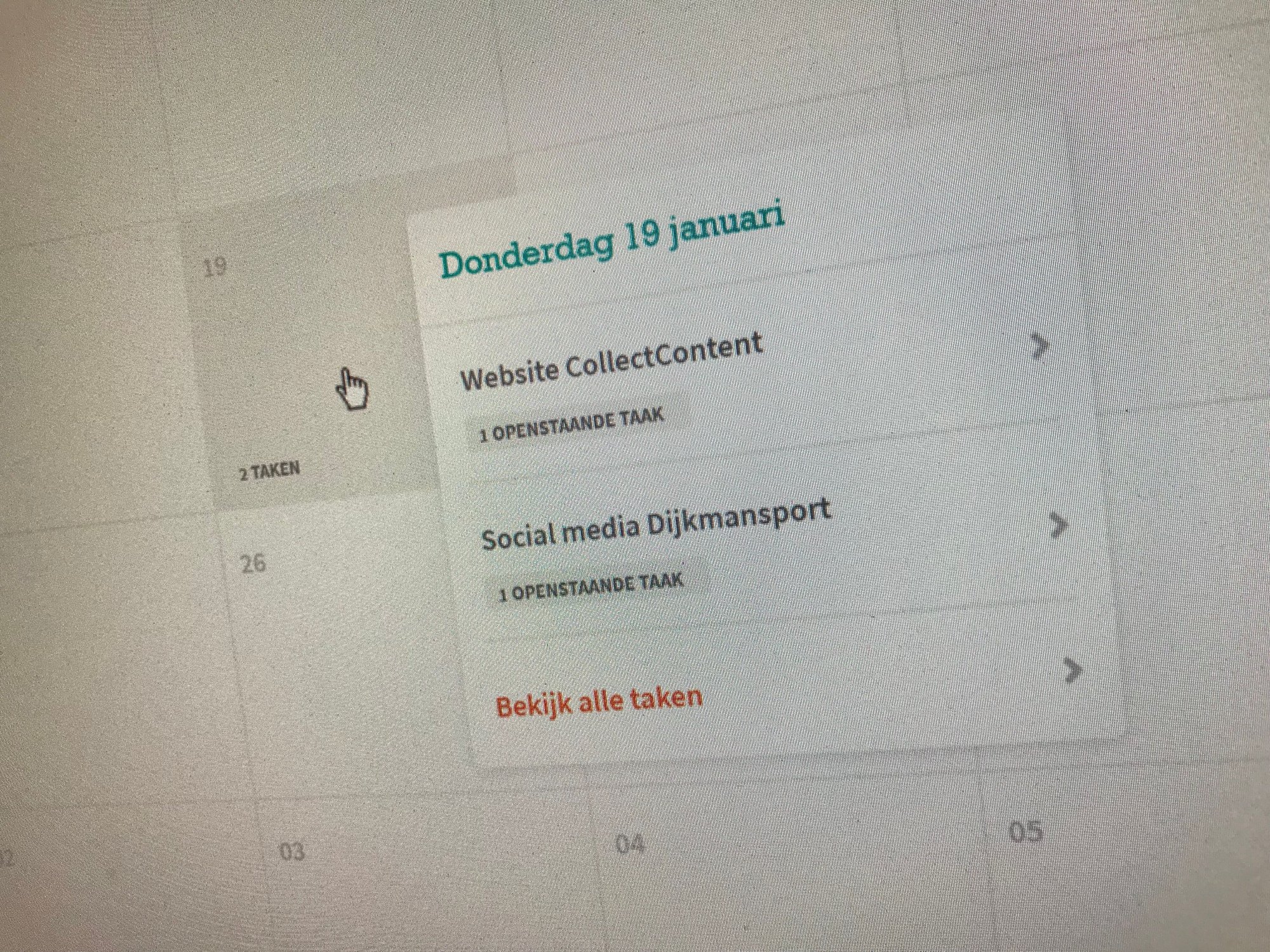 Calendar view - Collect Content