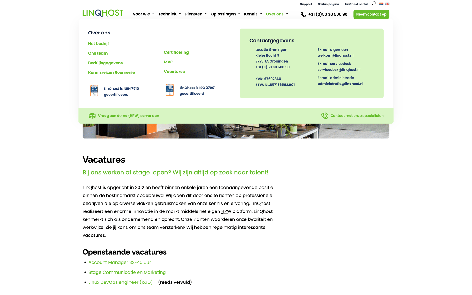 Landscape view of the Linqhost project