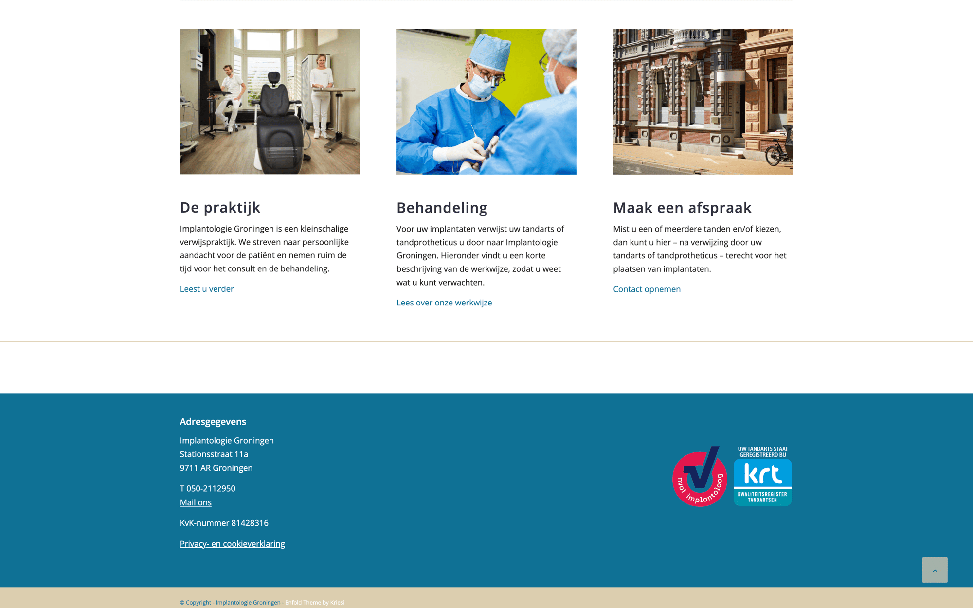 Desktop view of the Implantologie Groningen website