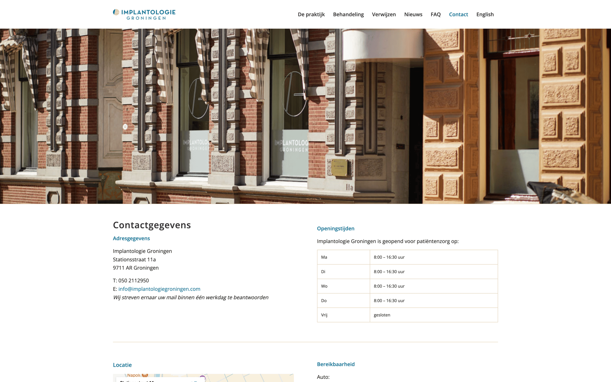 Wide screenshot of Implantologie Groningen