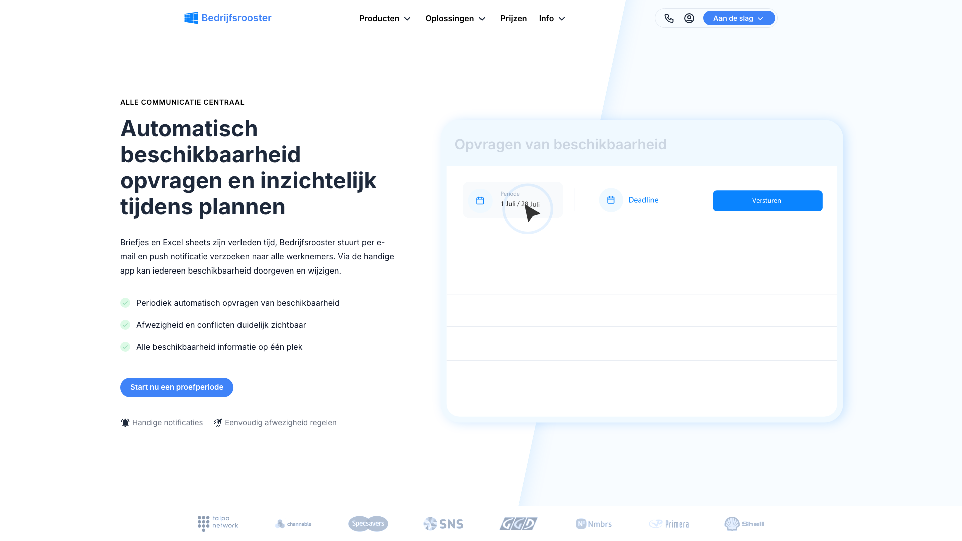 Availability management — Bedrijfsrooster