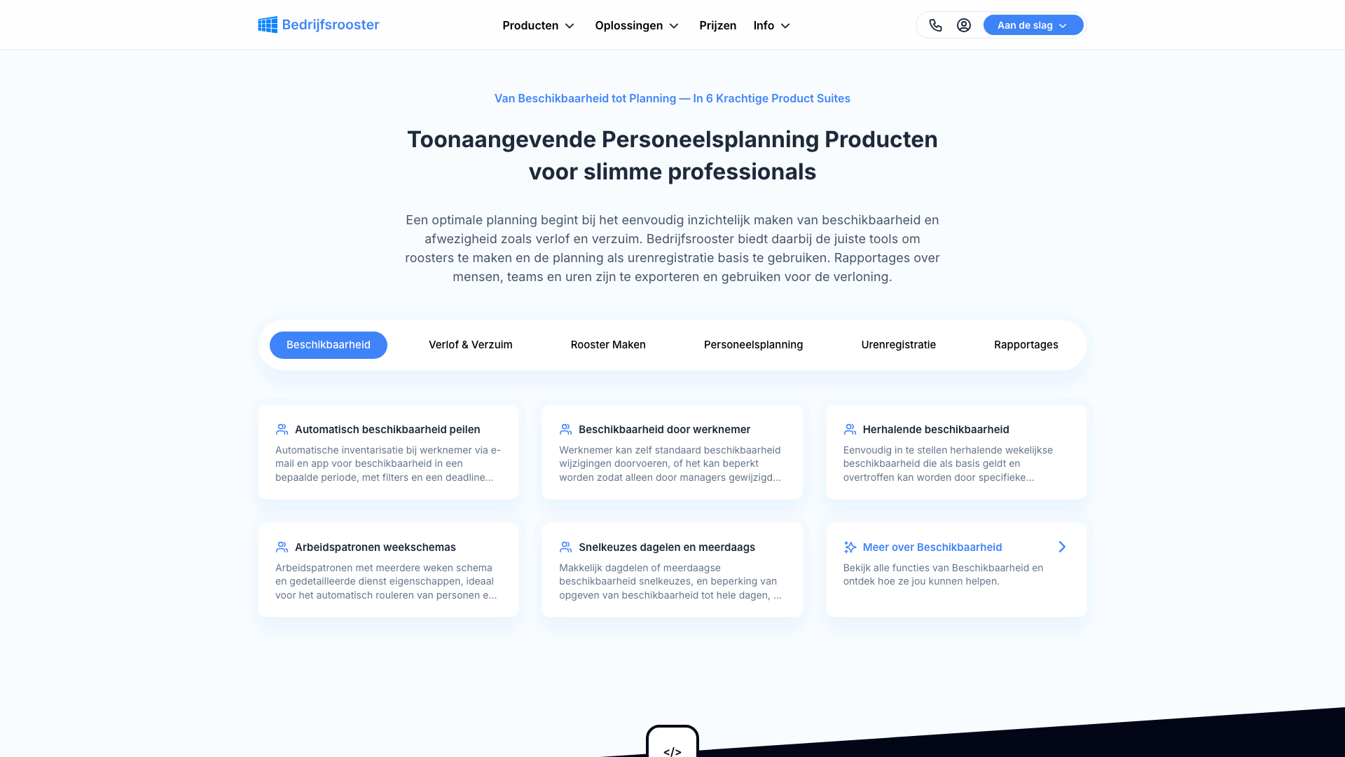 Feature deep-dive — Bedrijfsrooster