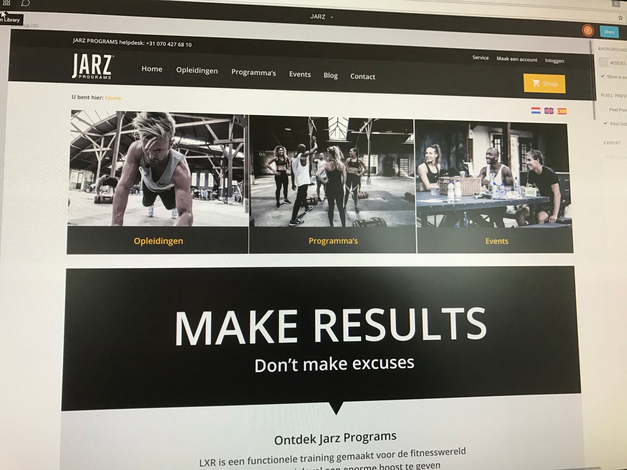 Screenshot of the Jarz website