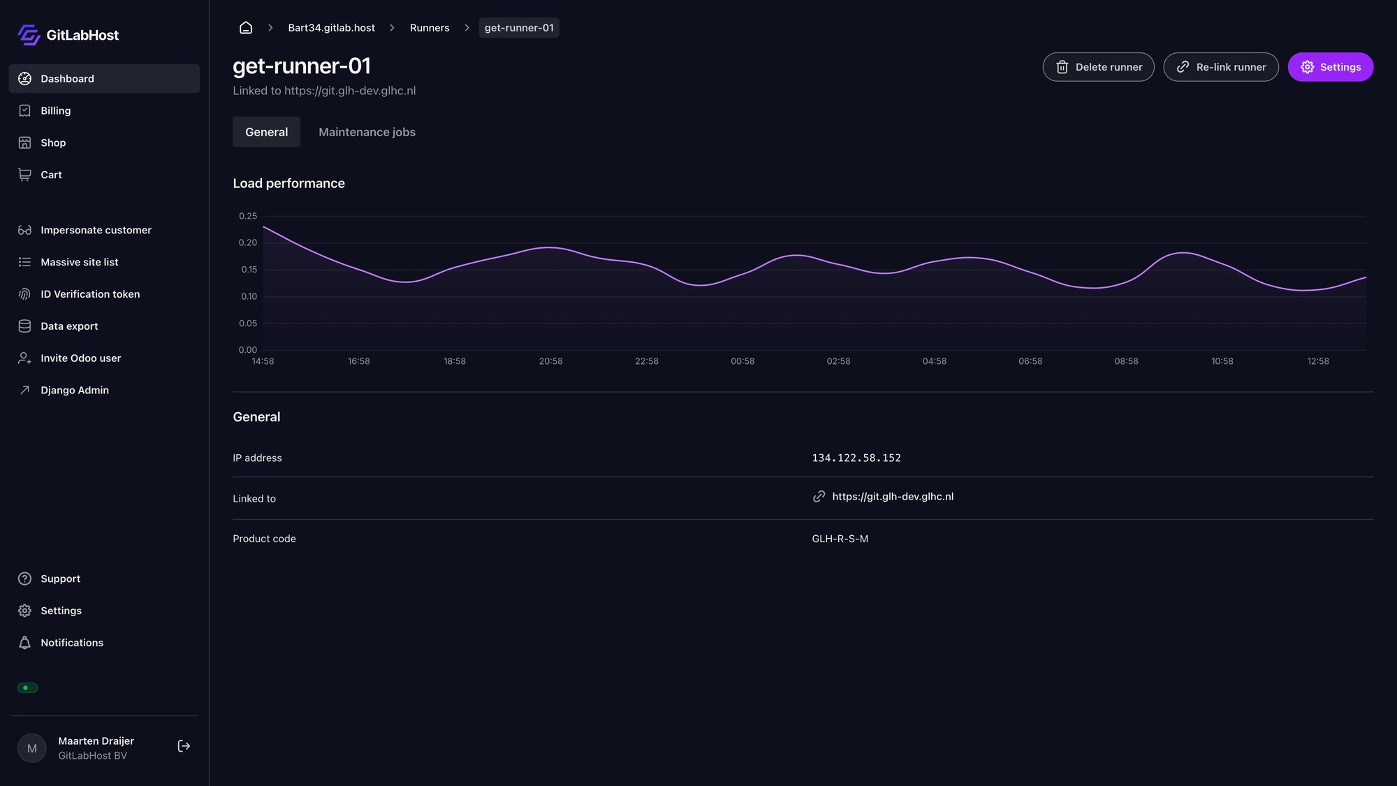 GitlabHost Dashboard screenshot: /1-2-1-runner-detail/get-runner-01/