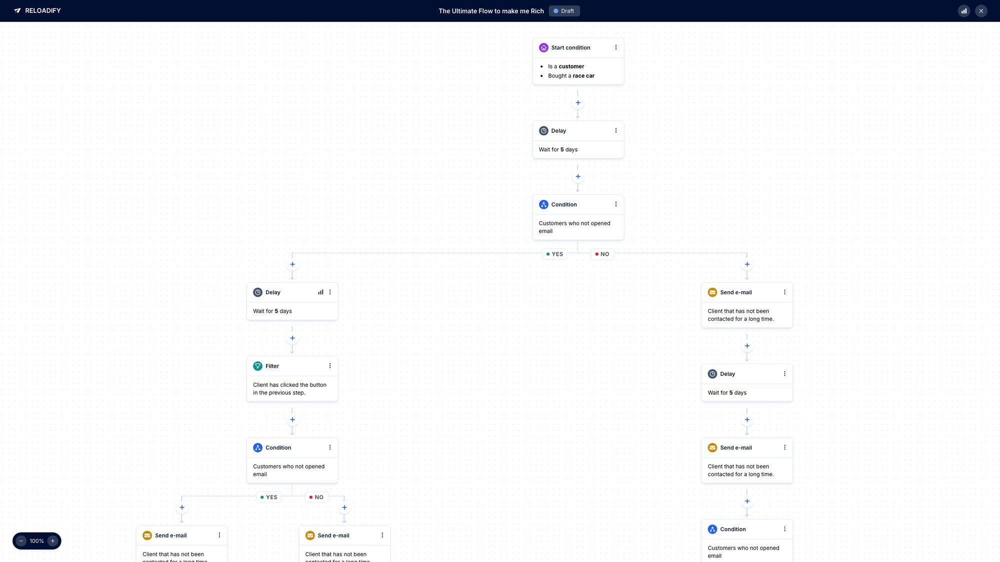 Reloadify App screenshot: Newflows / Step2