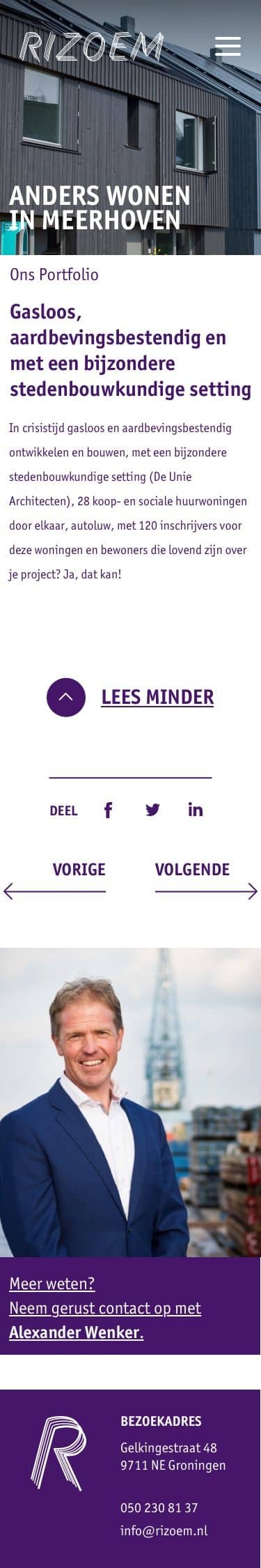 Full page design of the Rizoem website