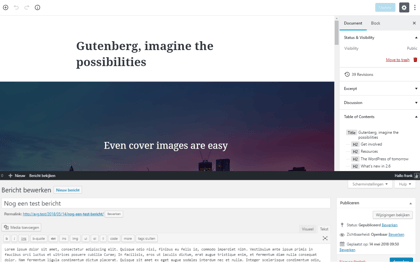 De nieuwe editor boven, de oude editor onder.