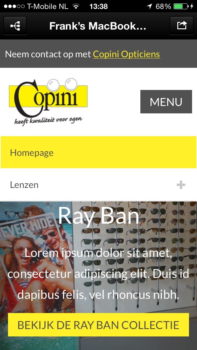 Complete page layout for Copini