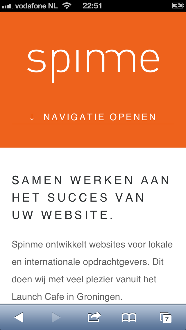 Extended page view of the Spinme site