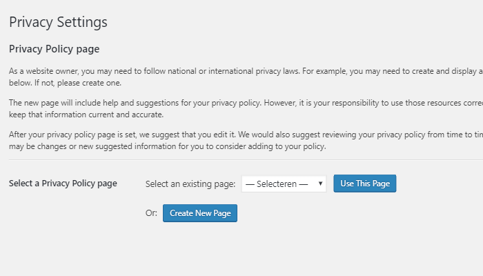 Select your privacy page