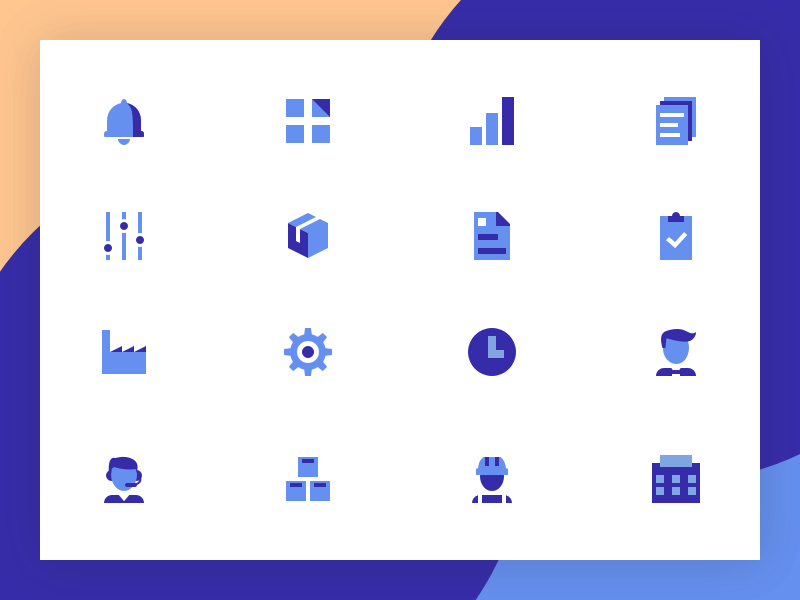 Business-like and clean icons. Design by Nóra Mellényi