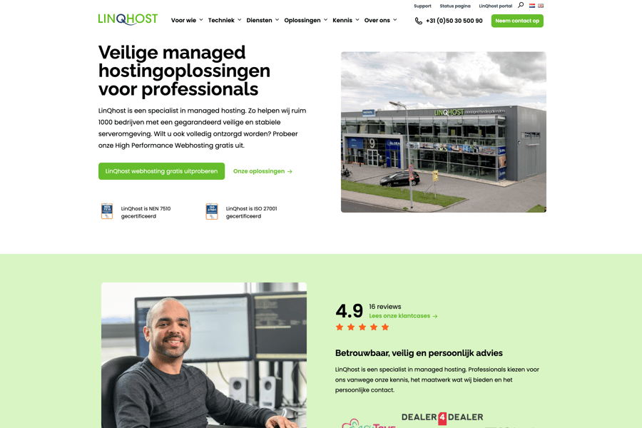 Main preview of the Linqhost project