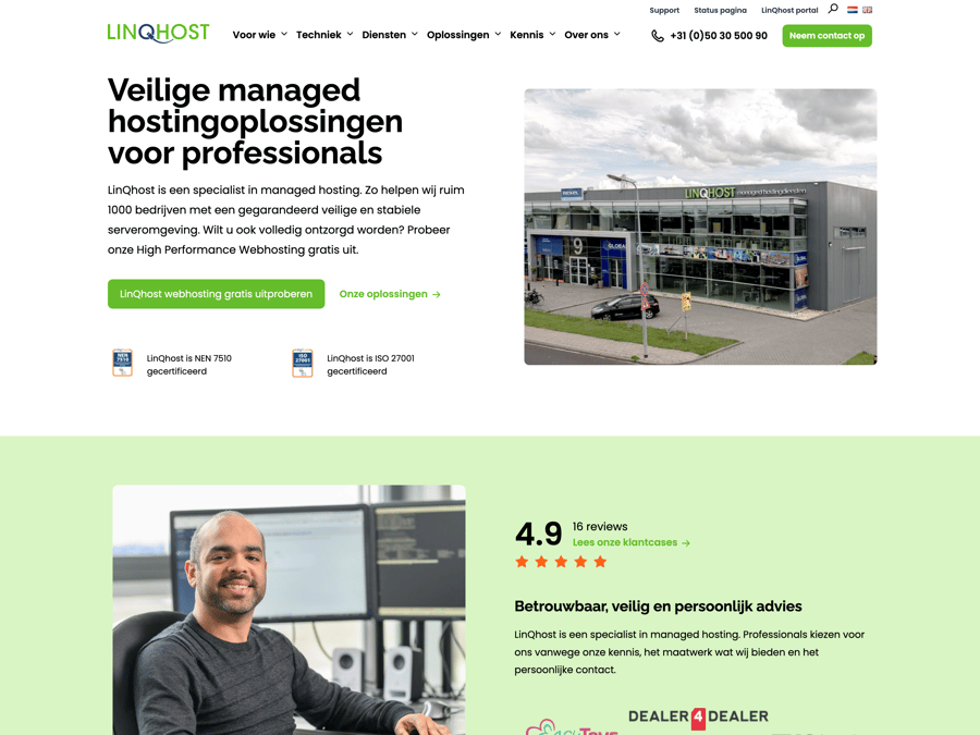 Main preview of the Linqhost project