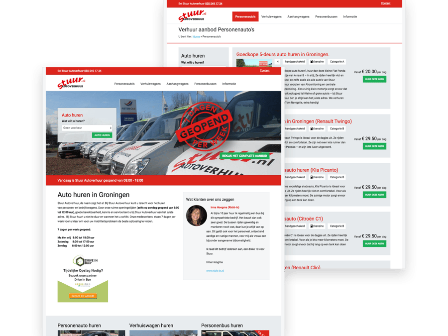 Main preview of the Stuur autoverhuur project