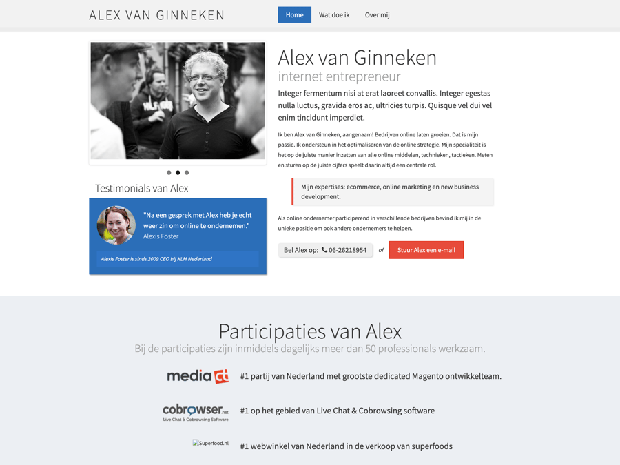 Main preview of the Alex van Ginneken project