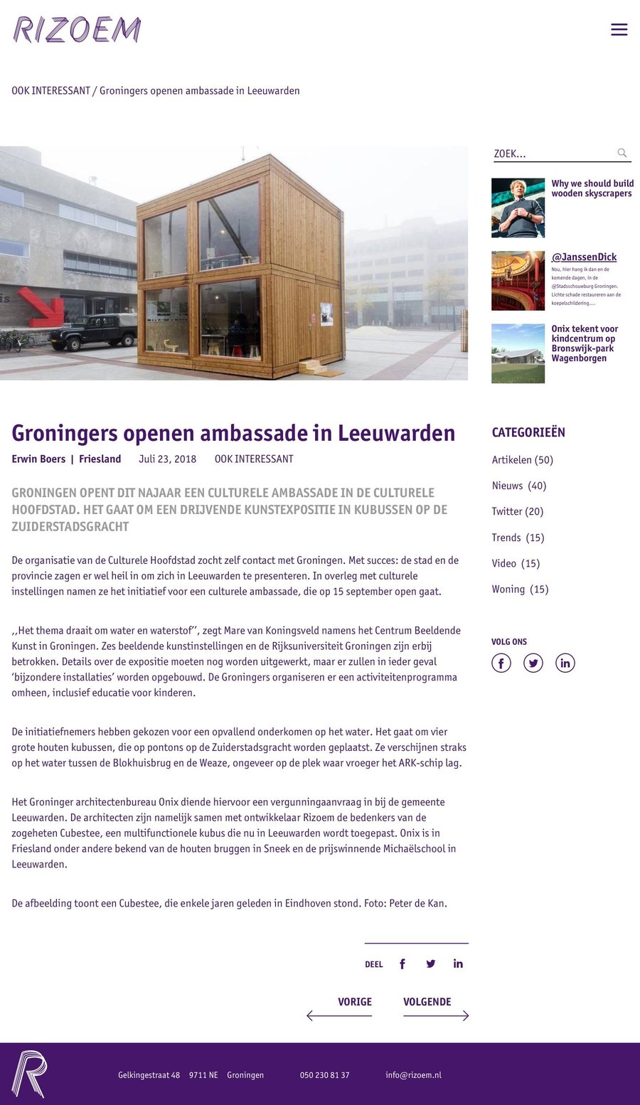 Full page design of the Rizoem website