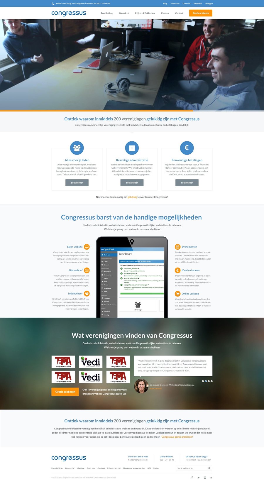 Main preview of the Congressus project
