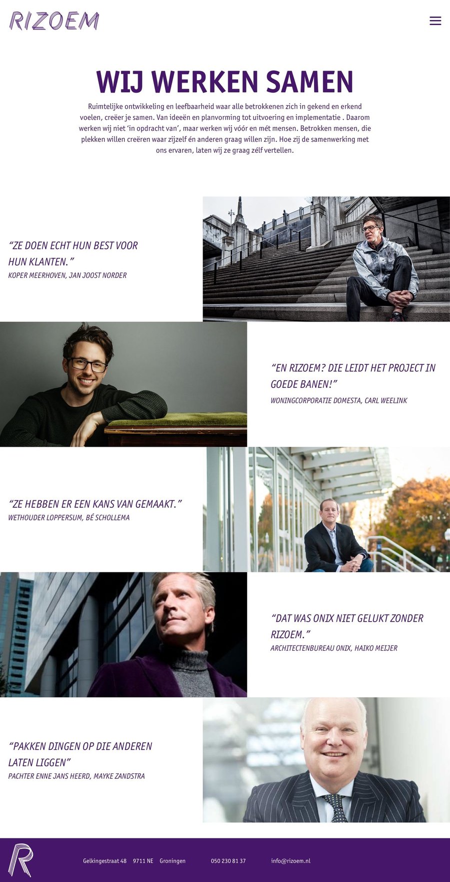 Full page design of the Rizoem website