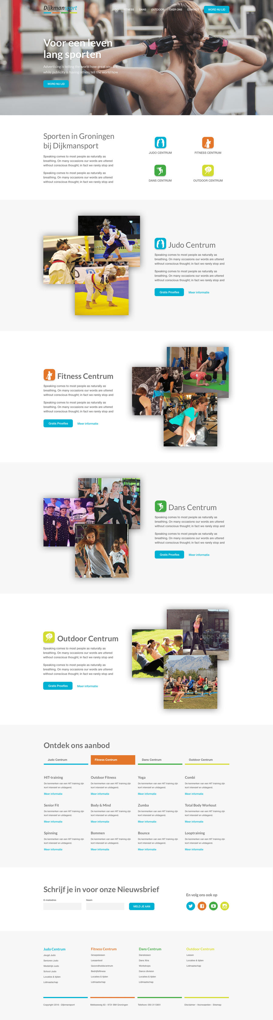 Complete page layout for Dijkmansport