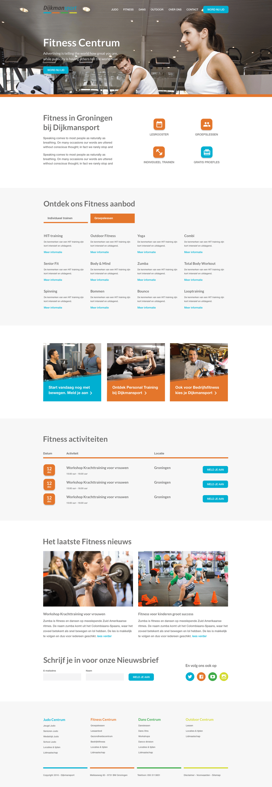 Full page design of the Dijkmansport website