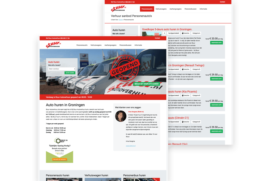 Main preview of the Stuur autoverhuur project