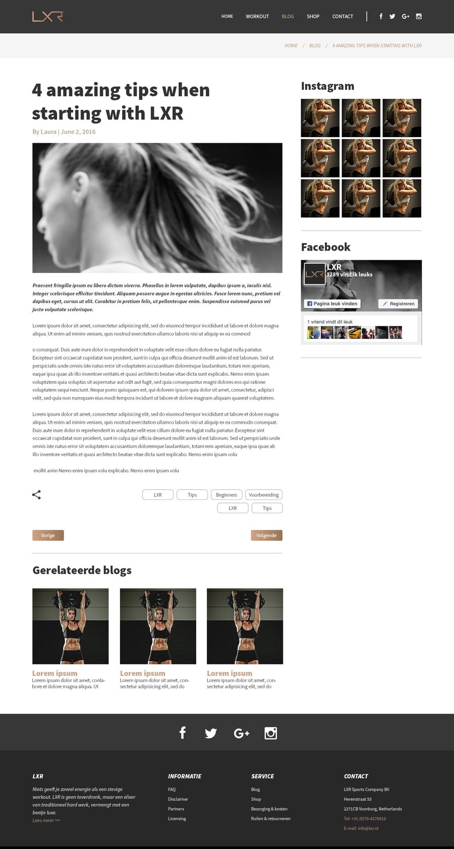 Complete page layout for LXR