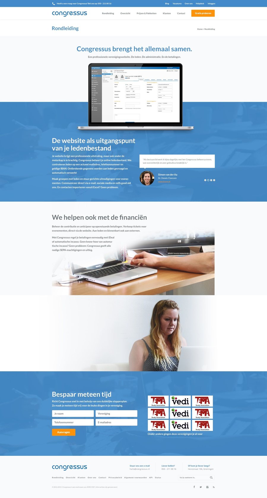 Complete page layout for Congressus