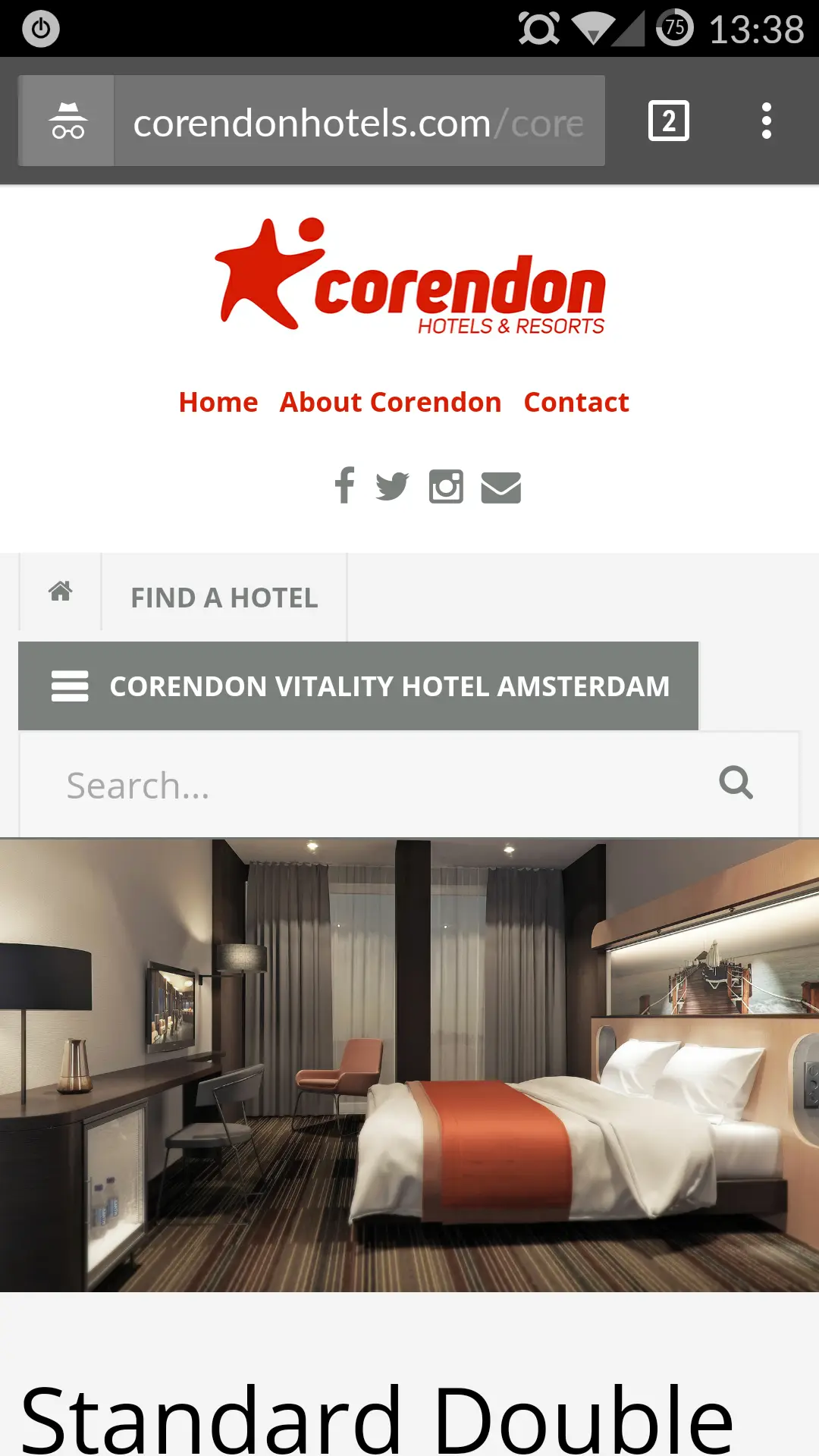 Volledig paginaontwerp van Corendon Hotels