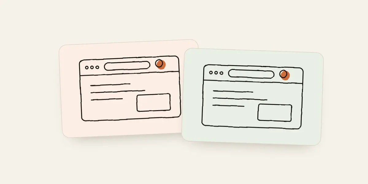 Two browser windows side by side, each with its own profile avatar.