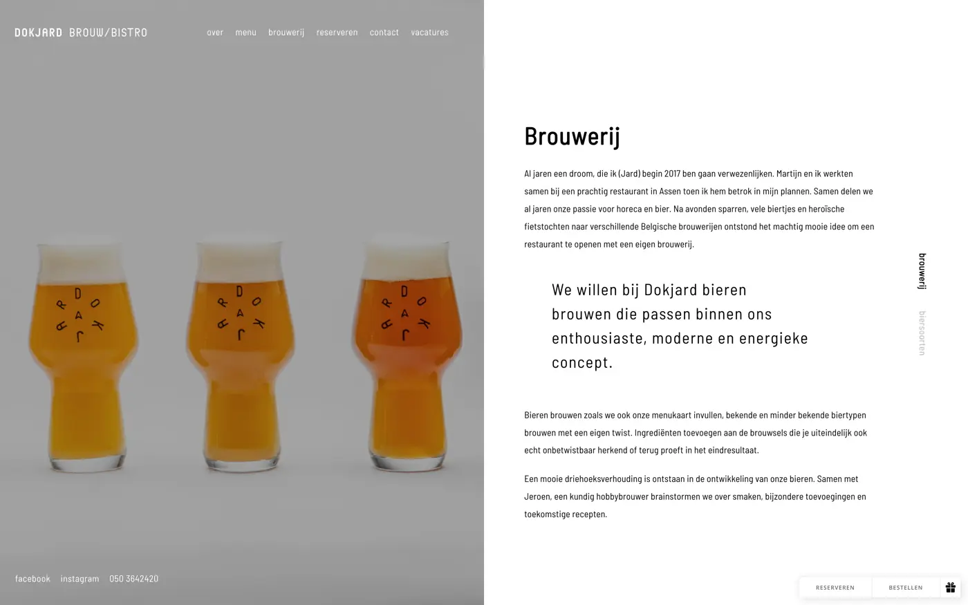 Desktopweergave van de Dokjard website